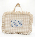 Beige Gingham Ruffle Cosmetic Bag – XL Needlepoint Storage Bag
