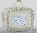 Green Gingham Ruffle Cosmetic Bag – XL Needlepoint Storage Bag