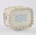 Beige Gingham Ruffle Cosmetic Bag – XL Needlepoint Storage Bag