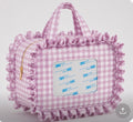 Purple Gingham Ruffle Cosmetic Bag – XL Needlepoint Storage Bag