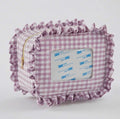 Purple Gingham Ruffle Cosmetic Bag – XL Needlepoint Storage Bag