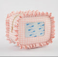 Pink Gingham Ruffle Cosmetic Bag – XL Needlepoint Storage Bag